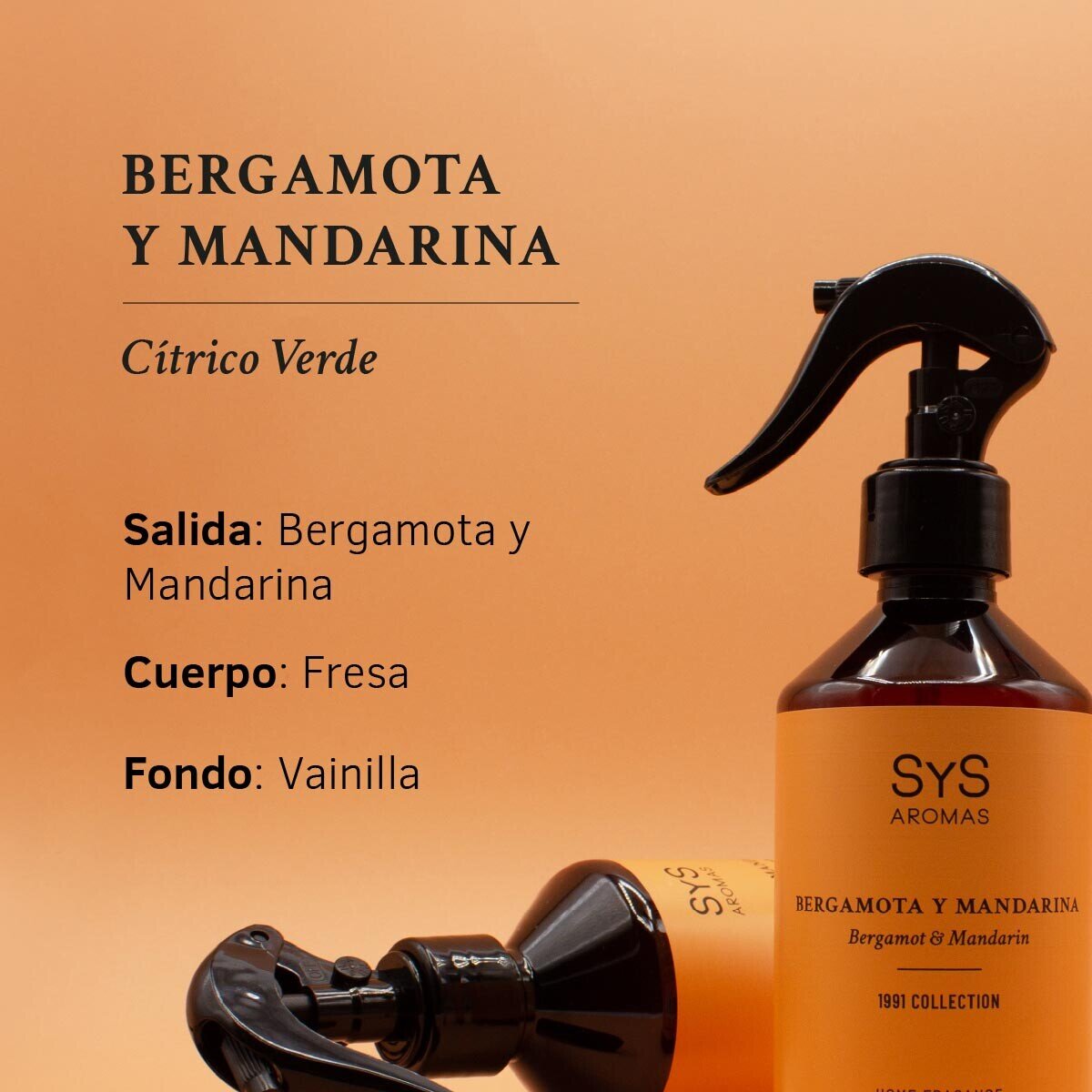 Ambientador Pulverizador Bergamota y Mandarina 300ml SYS Aromas - Imagen 6
