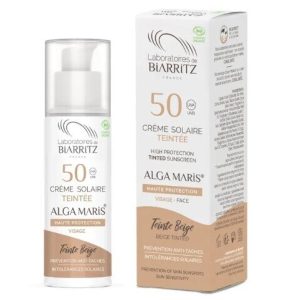 Crema facial solar color beige spf 50+ Biarritz Alga Maris 50ml