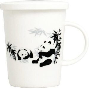 TAZA OSOS PANDA PORCELANA 300ML FILTRO Y TAPA