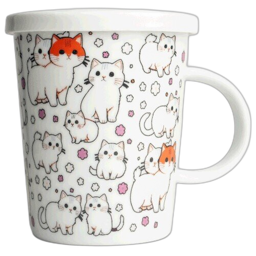 TAZA KAWAI GATITOS PORCELANA 300ML FILTRO Y TAPA