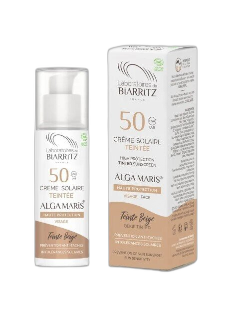 Crema facial solar color beige spf 50+ Biarritz Alga Maris 50ml